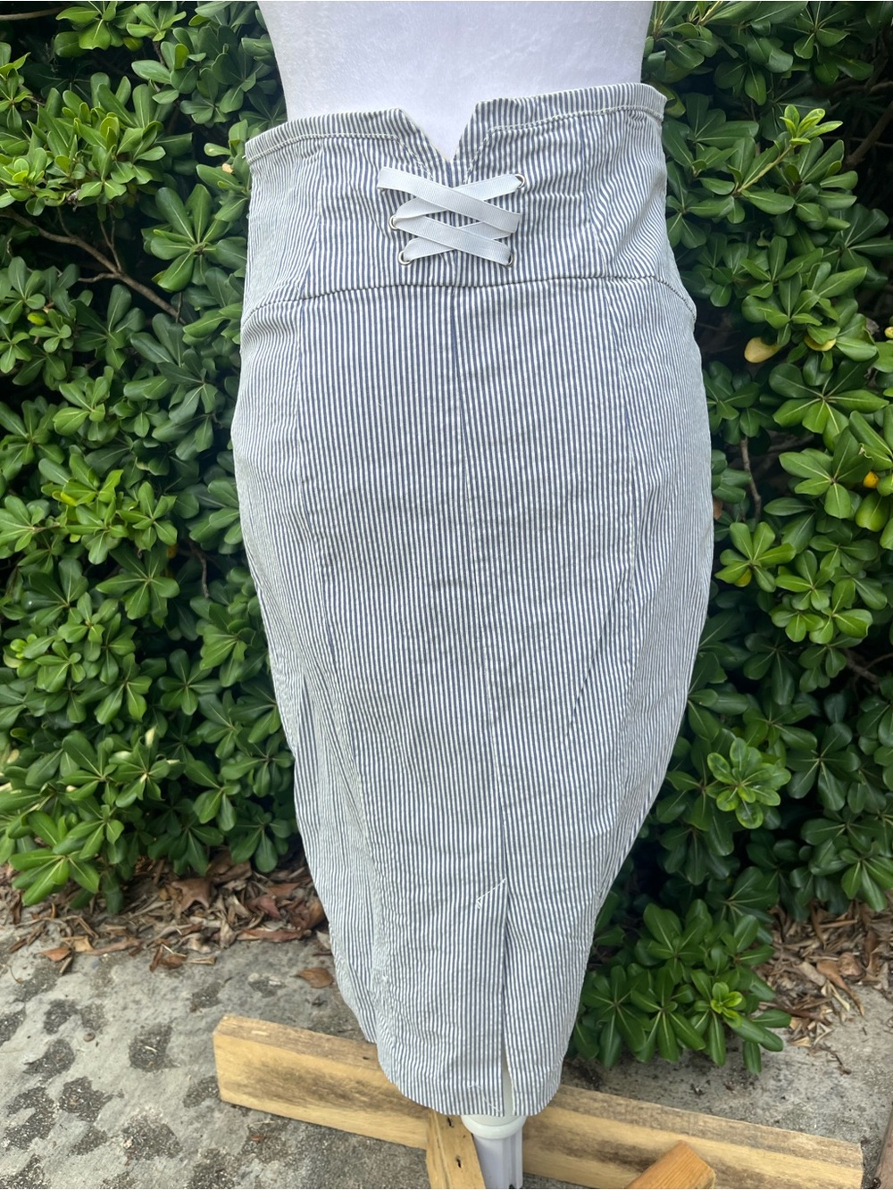 Striped Pencil Skirt in Light Blue and White